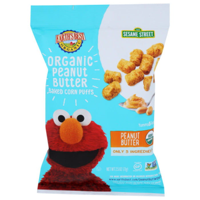 Earth’s Best – Puffs Snack Peanut Butter Organic, 2.5 oz – Pack of 6