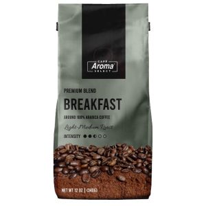 Cafe Aroma Select – Breakfast Ground Coffee, 12 Oz (Pack Of 12)