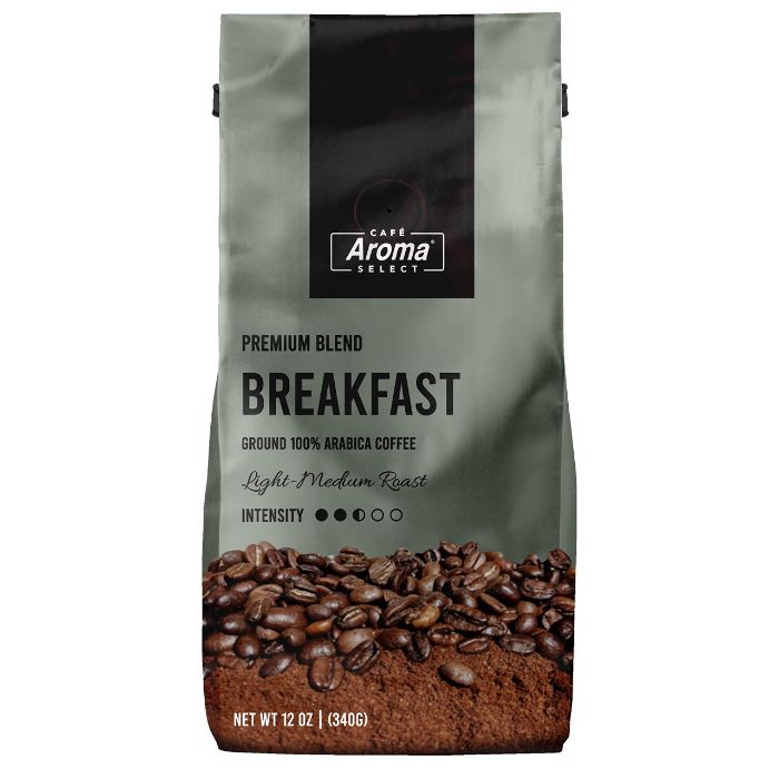 Cafe Aroma Select – Breakfast Ground Coffee, 12 Oz (Pack Of 12)