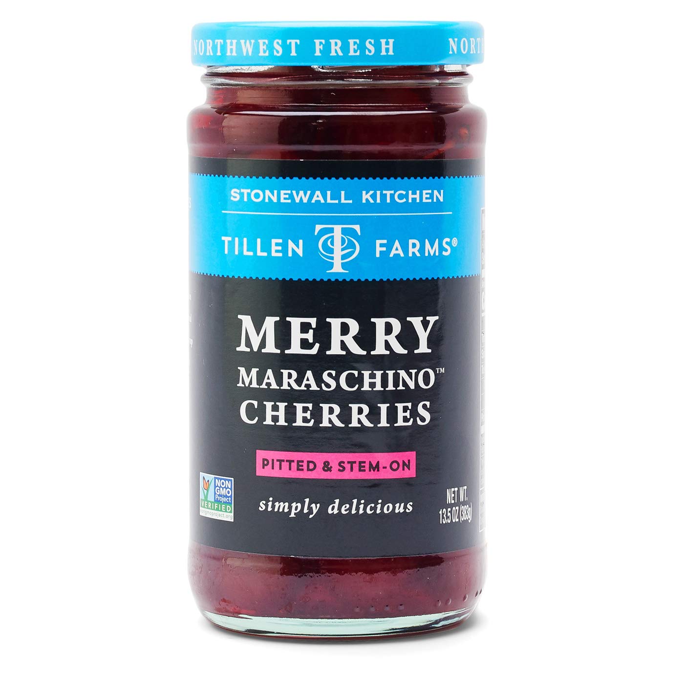 Tillen Farms – Merry Maraschino Cherries Pitted & Stem-on, 13.5 Oz | P