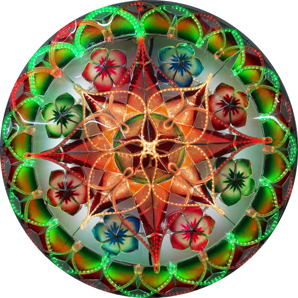 Philippines Christmas Capiz Parol Lantern Star (Tala) – Green/ Red/ White- Size 24