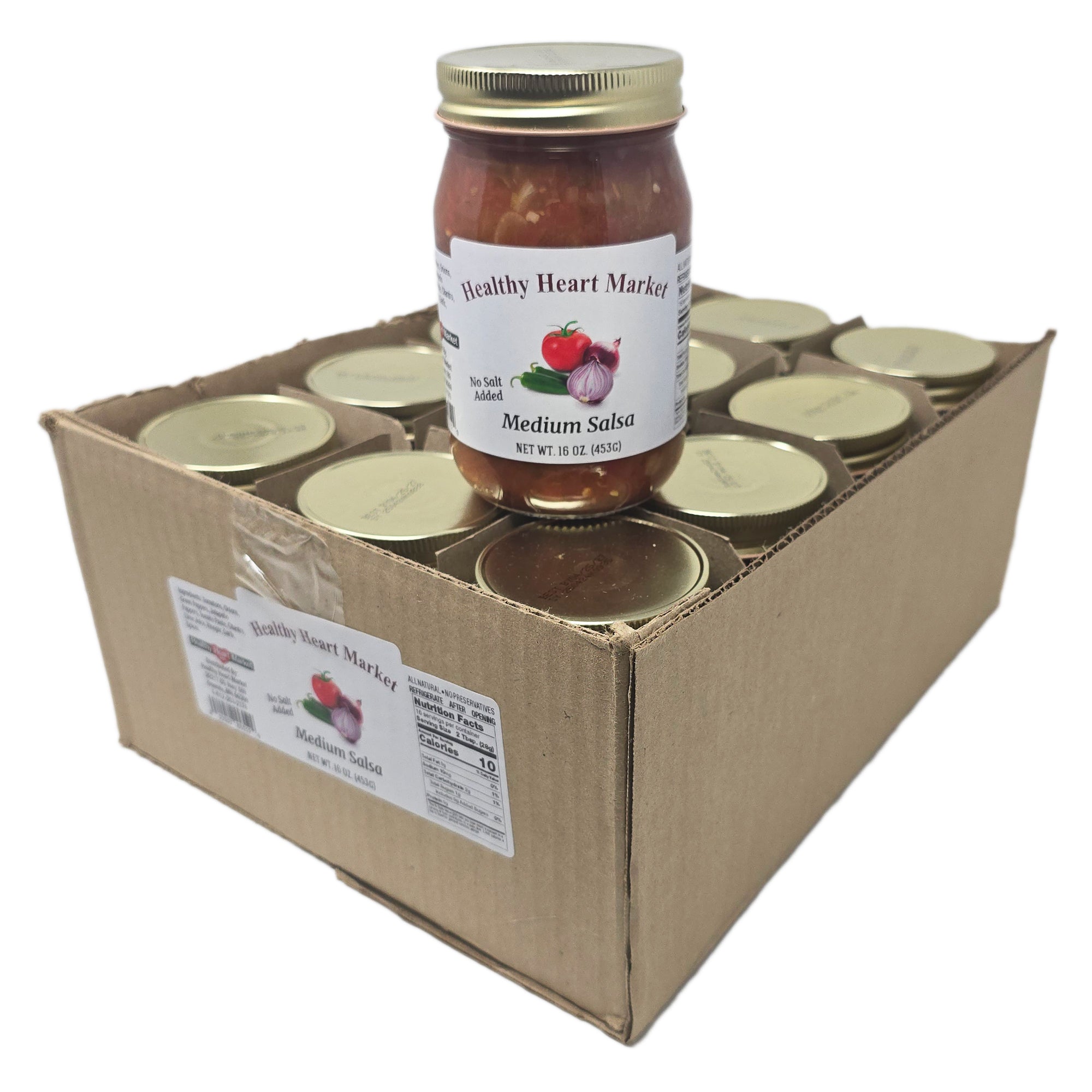 Case of 12 Healthy Heart Market No Salt Added Medium Salsa – 16oz.