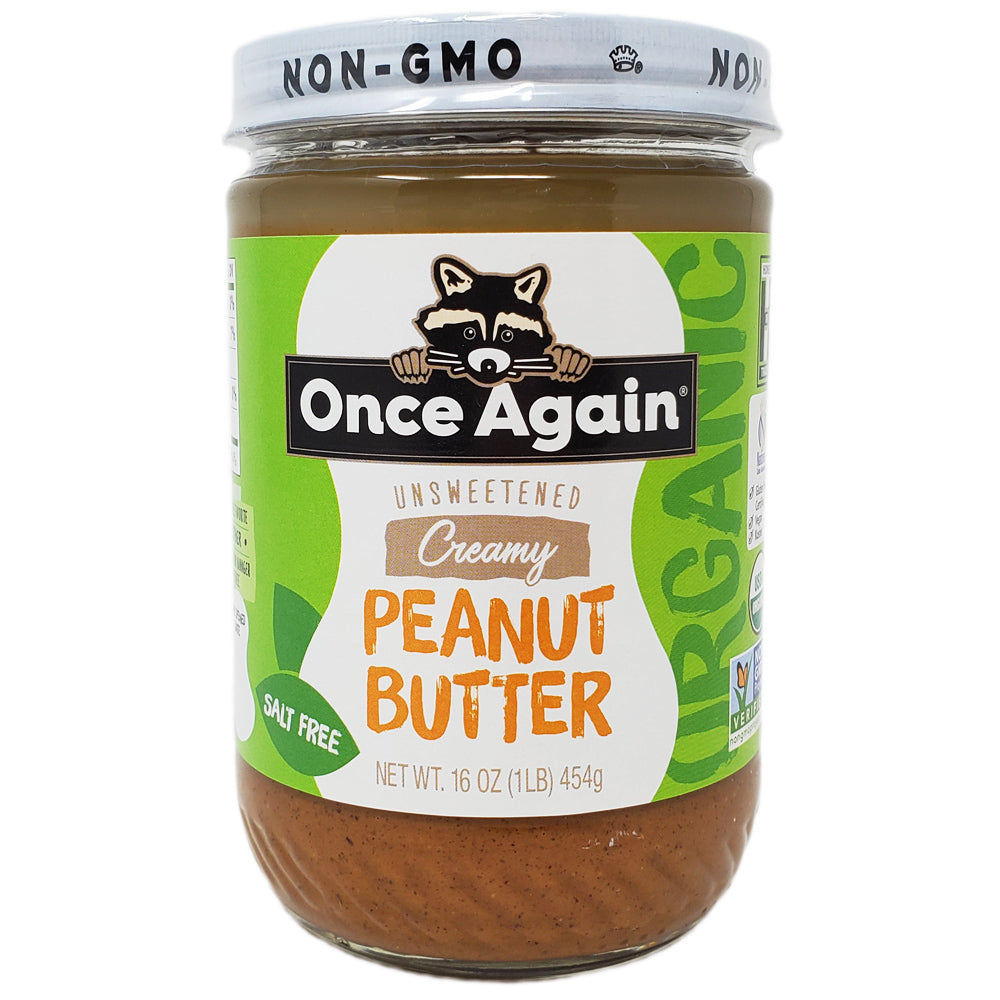 Once Again Organic No Salt Added Creamy Peanut Butter – 16oz.