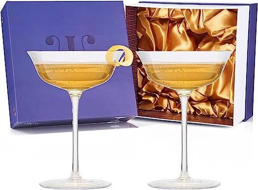 The Wine Savant – Vintage Crystal Coupe Glasses, Set of 2 (8 OZ)