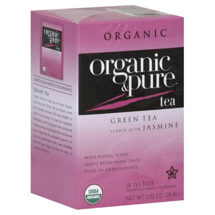 Organic & Pure – Green Jasmine Tea, 18 Bags | Pack of 6