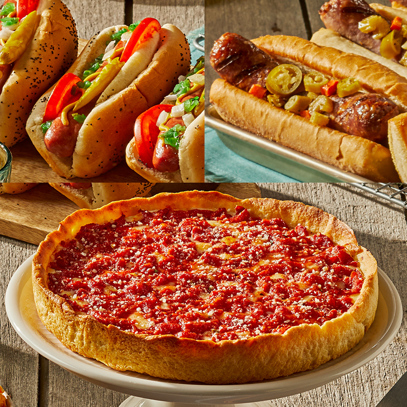 Vienna Hot Dog Kit, Nottoli Italian Sausage Sandwich Kit & 2 Lou’s Pizzas