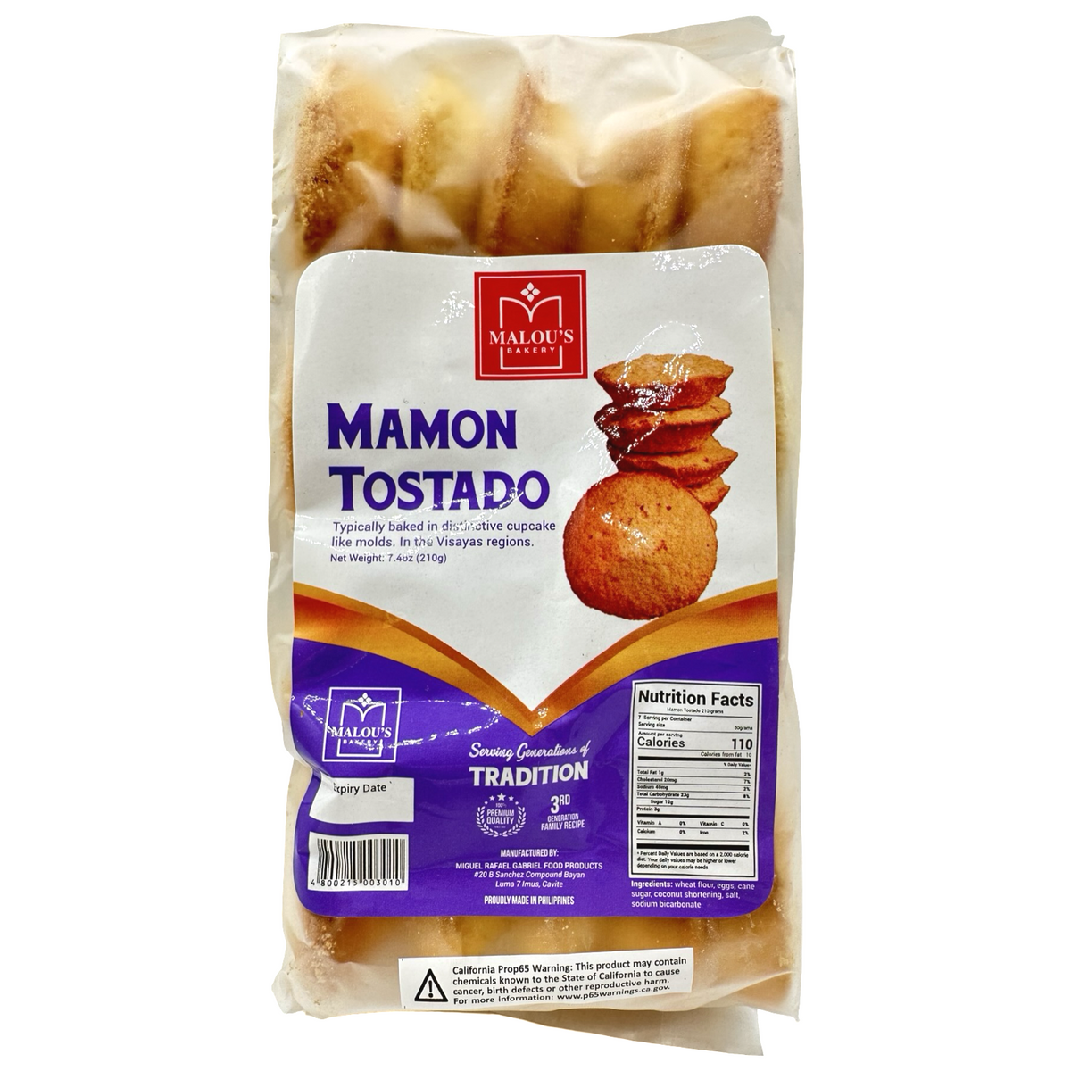 Malou’s – Biscuits Mamon Tostado (Round) – 210 G
