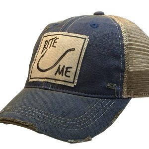 Vintage Life – Bite Me Royal Blue Distressed Trucker Hat Baseball Cap