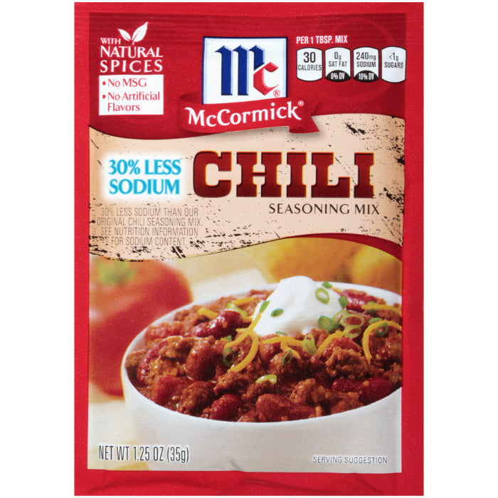 McCormick – Mix Chili Seasoning Less Sodium, 1.25 oz – Pack of 12