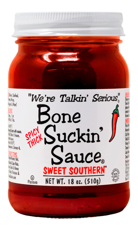 Bone Suckin Spicy Thick Sweet Southern Barbecue Sauce, 18oz.