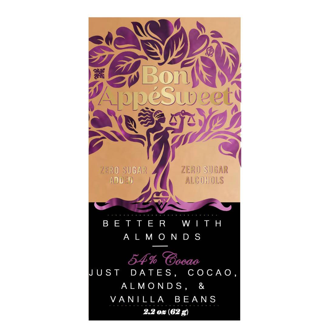 Bon AppeSweet Date-Sweetened Almond Chocolate Bars – 12 x 2.2 oz