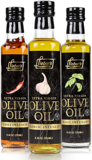 Lieber’s Garlic, Chili, Basil Infused Extra Virgin Olive Oil Gift Set, 8.45 Fl oz.