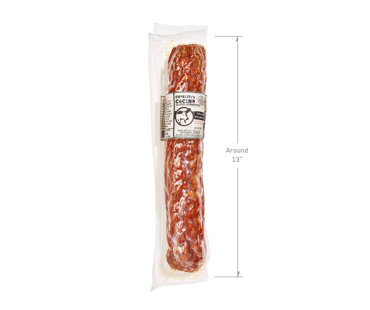 Charlito’s Cocina Salami Picante – Foodservice Dry Cured Spicy Salami – 6 x 1.5 LB