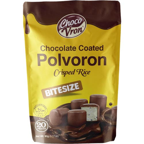 ChocoVron – Chocolate Coated – Polvoron – Crisped Rice – BiteSize – 20 Pieces – 80 G