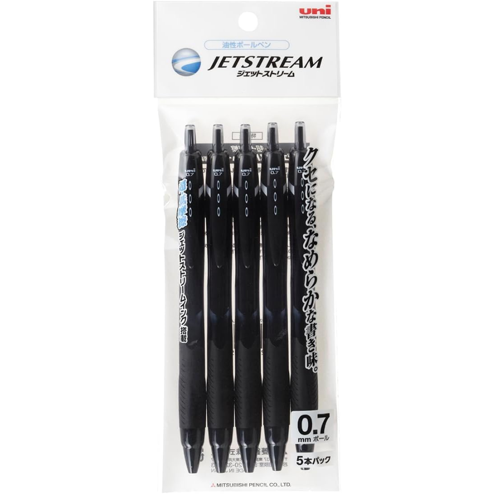 Mitsubishi Jetstream Ballpoint Pen 0.7mm Black 5pcs – Made in JAPAN – Tokyo Sakura Mall