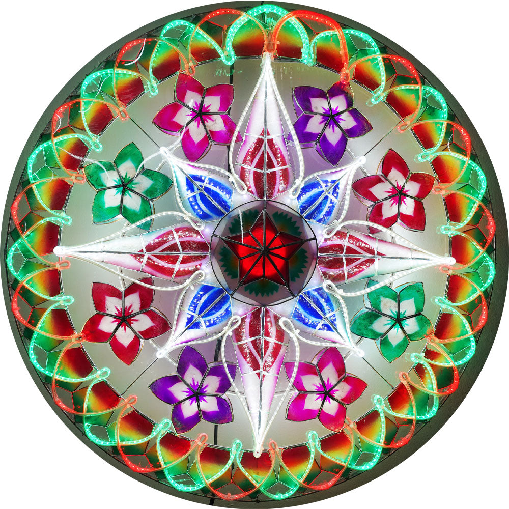 Philippines Christmas Capiz Parol Lantern Star (Tala) – Red / Green / White LED Show – Size 30