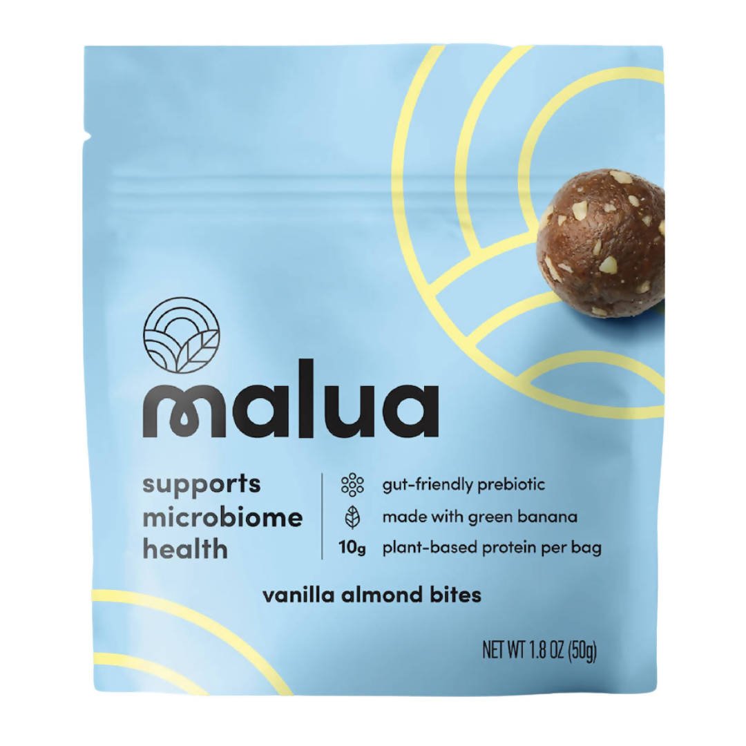 Malua Prebiotic Organic Gut Healthy Vegan Keto Friendly, Low Carb Vanilla Almond Bites – 8 Bags x 1.8 oz