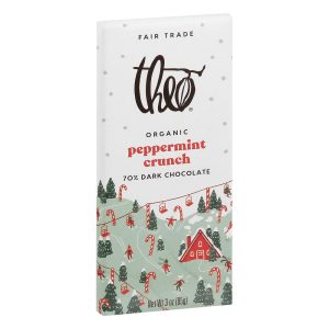 Theo Chocolate – Peppermint Crunch Dark Chocolate Bar, 3oz | Pack of 1