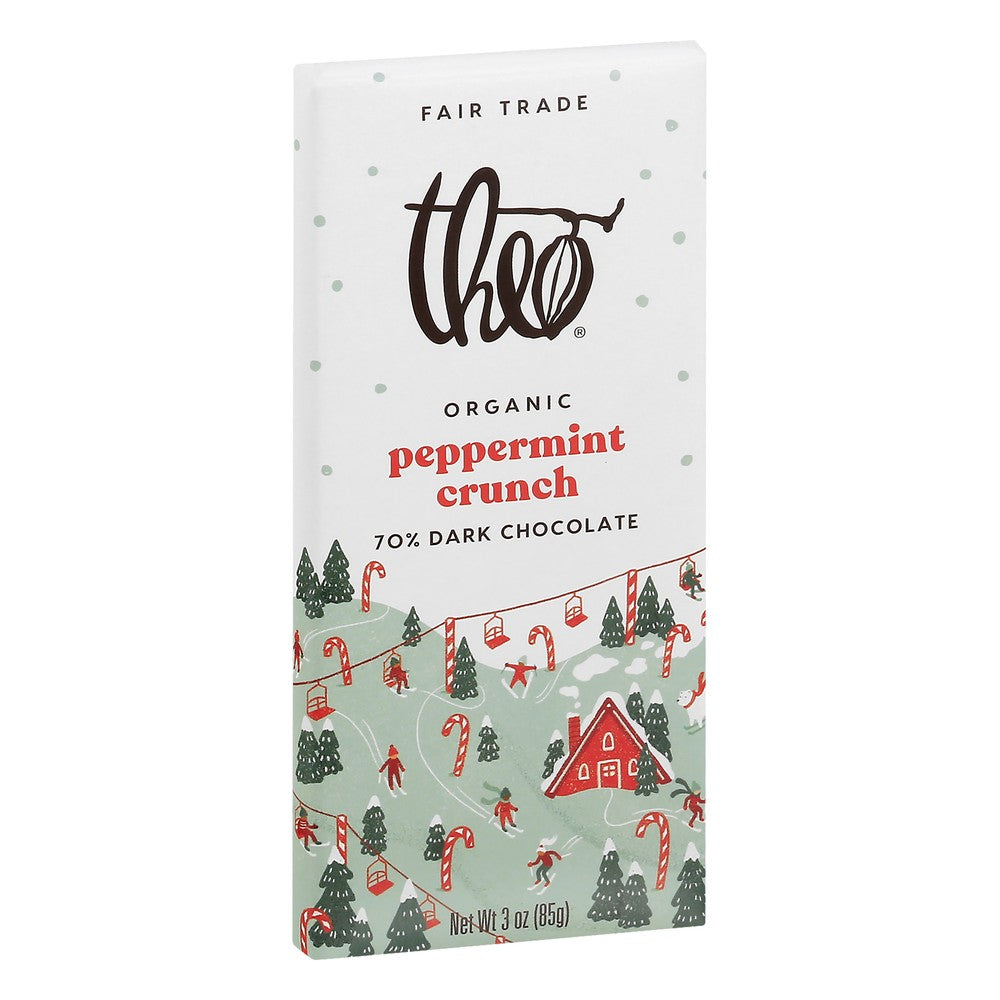 Theo Chocolate – Peppermint Crunch Dark Chocolate Bar, 3oz | Pack of 1