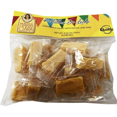 Maria Clara – Pastillas de Leche – Chewy Milk Candy with Native Lime Rind – 20 Pieces – 133 G