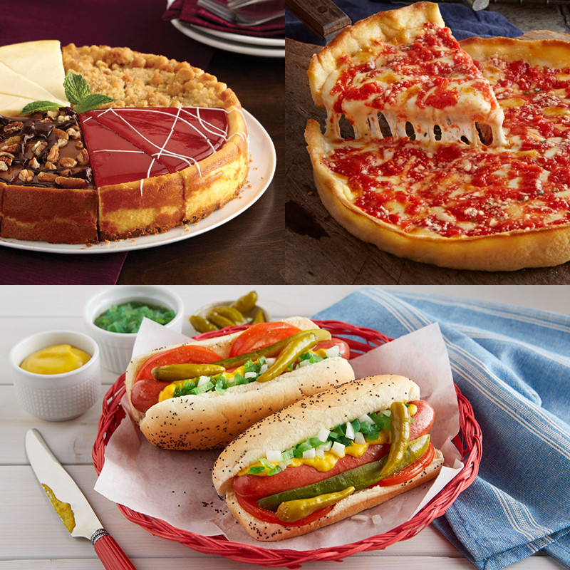Lou’s Pizza, Portillo’s Hot Dog Kit & Eli’s Cheesecake Combo