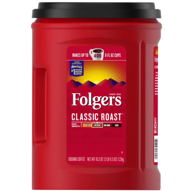 Folgers Classic Roast Ground Coffee, Medium Roast, 43.5 oz