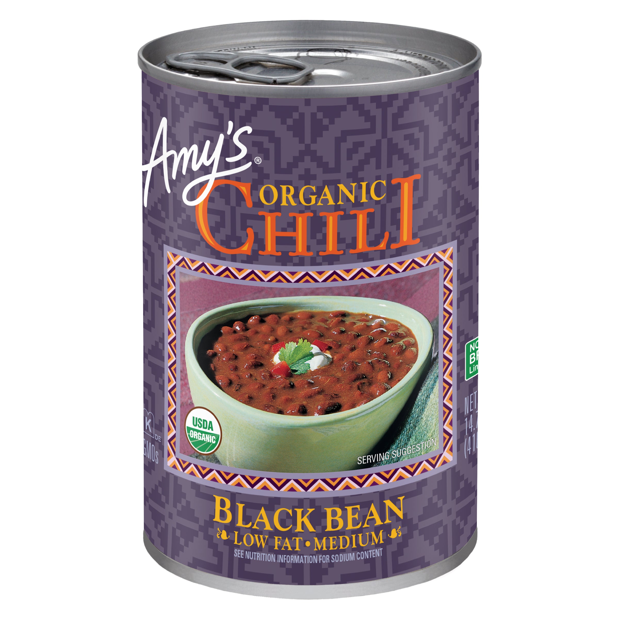 Amy’s – Black Bean Low Fat Medium Chili, 14.7 Oz | Pack Of 12