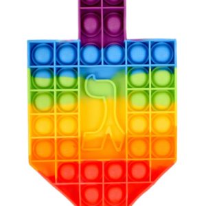 Rainbow Dreidel Pop Fidget Toy, Hanukkah Stress Relief Sensory Push Pop Bubble Game, Multi-Color Silicone, Holiday Party Favor