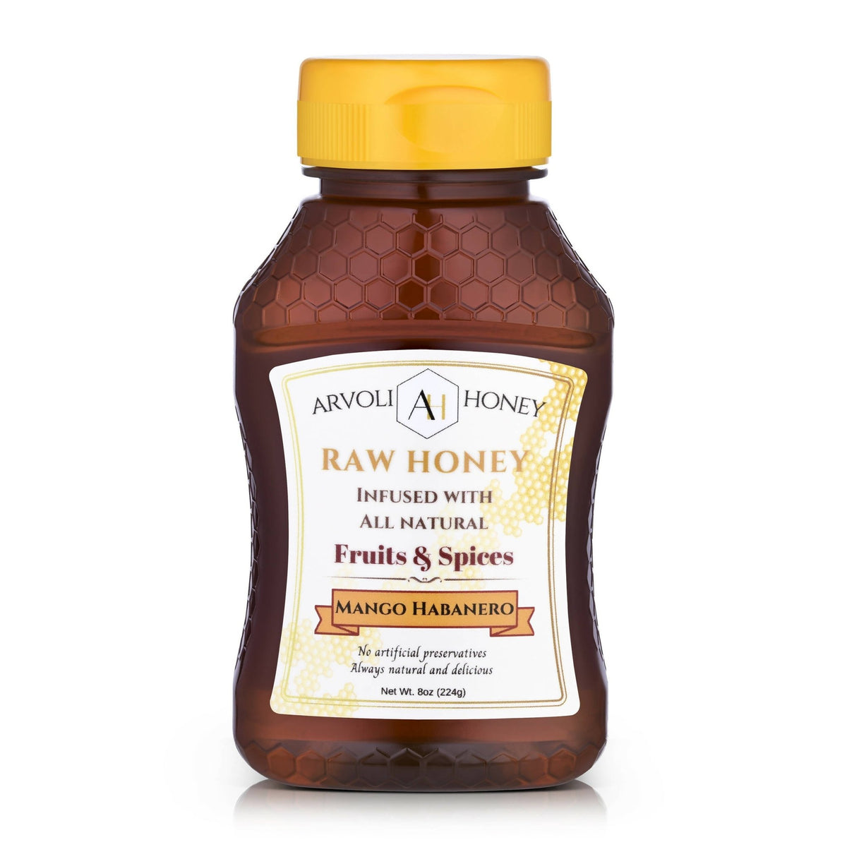 Arvoli Honey Mango Habanero Honey Bottles – 12 bottles x 8 oz