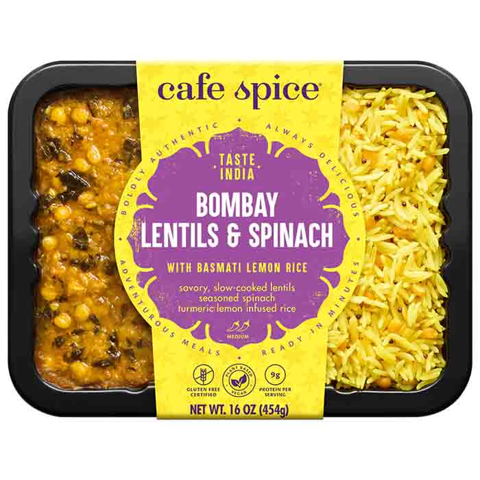 Cafe Spice – Bombay Lentils Spinach, 16oz | Pack of 6