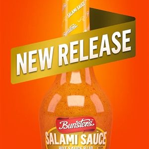 Bunsters Salami 8/10 Heat Hot Sauce, 8oz.