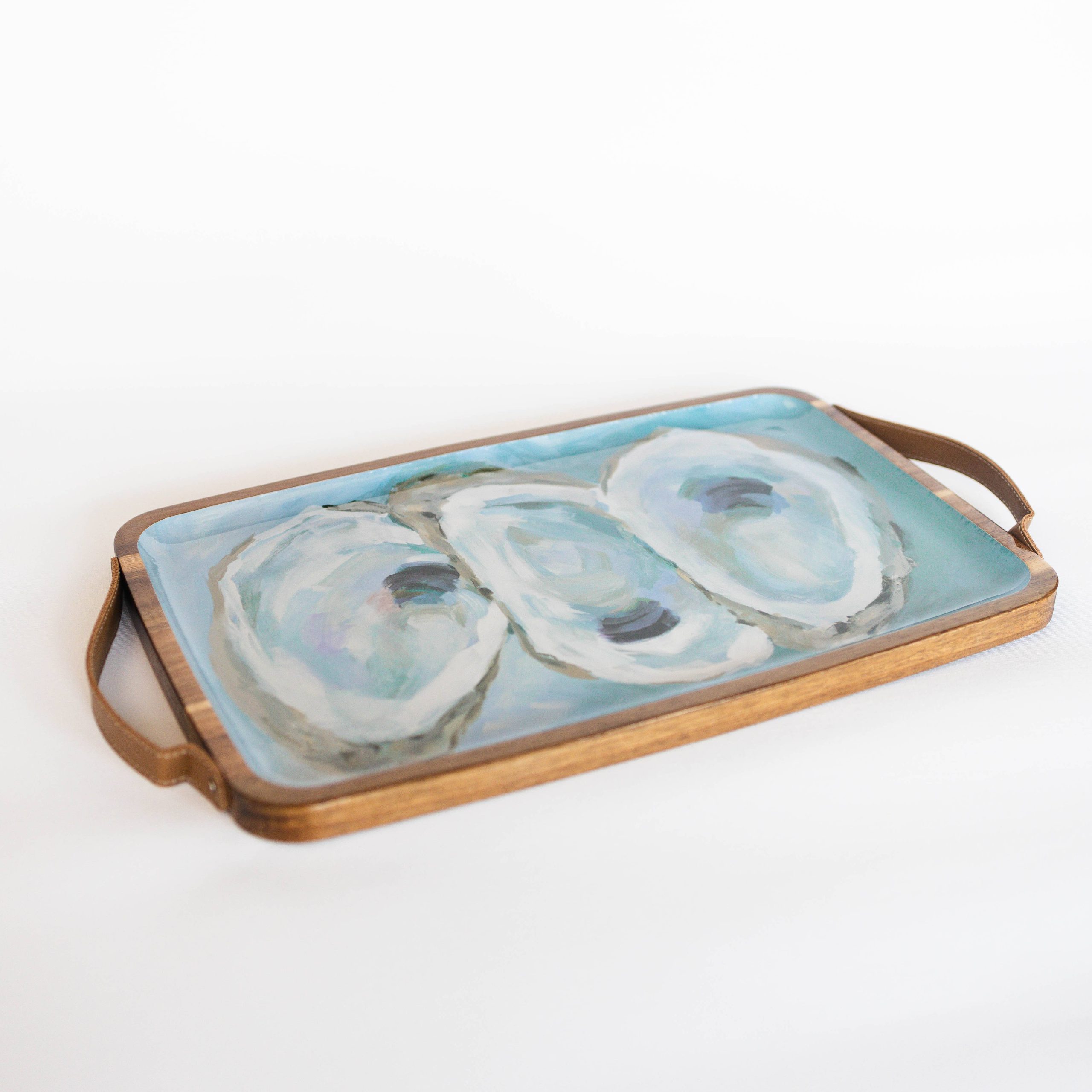 Kim Hovell Art – Wooden Serving Tray (Rectangle) – Coastal Oysters