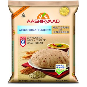 Aashirvaad Low Glycemic Index Whole Wheat Flour with Multigrain & Fenugreek, 10lbs