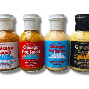 Big Fork Chicago Sauce, Chicago Fire Sauce, Chicago Fry Sauce & Gangster Sauce Bottles case