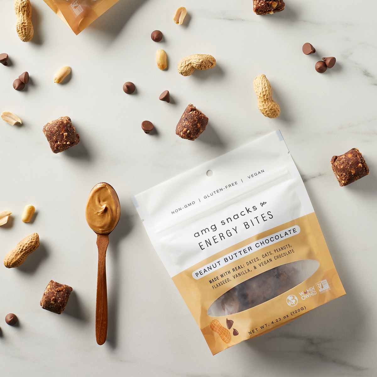 AMG Snacks Peanut Butter Chocolate Energy Bites Pack – 6 Pack x 4 oz case