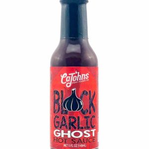 Hot Sauce Black Garlic Ghost Pepper CaJohns Fiery Foods 5 oz Heat 8