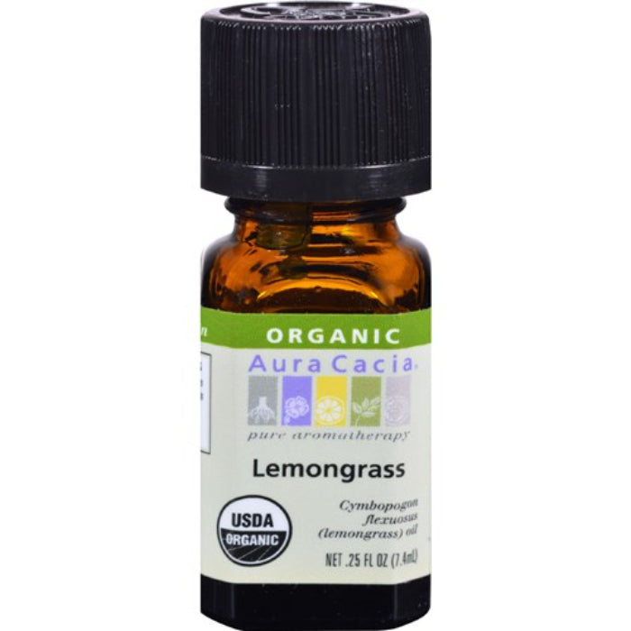 Aura Cacia – Essential Oil Organic Lemongrass, 0.25 oz – Pack of 1