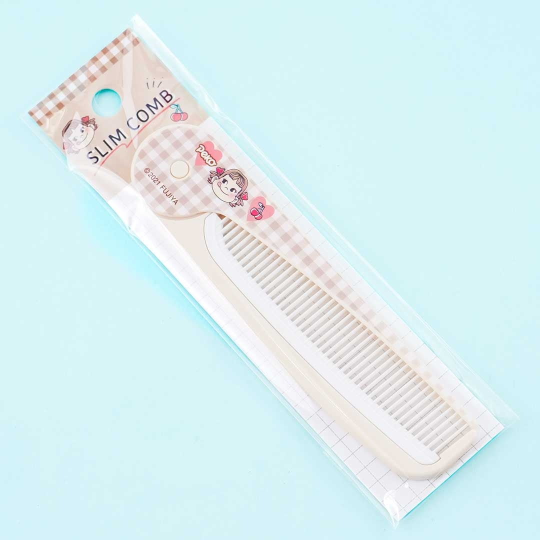 Milky Peko-chan Cherry Plaid Folding Slim Comb