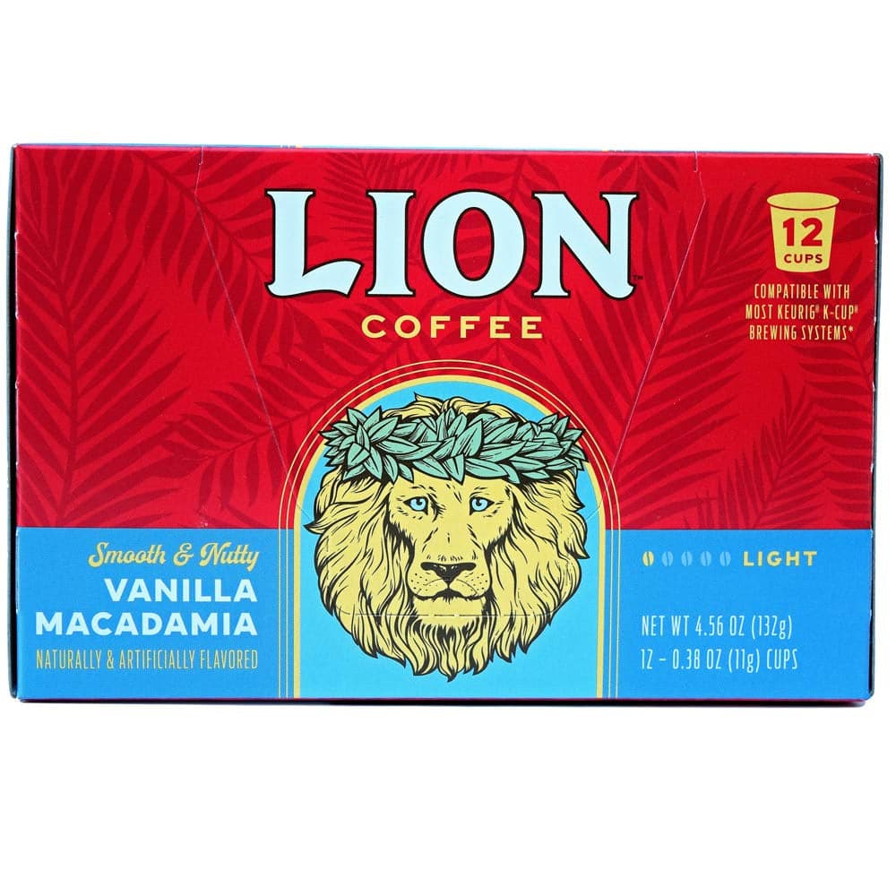 Lion Coffee – Vanilla Macadamia Medium Roast Coffee, 12 Count | Pack o