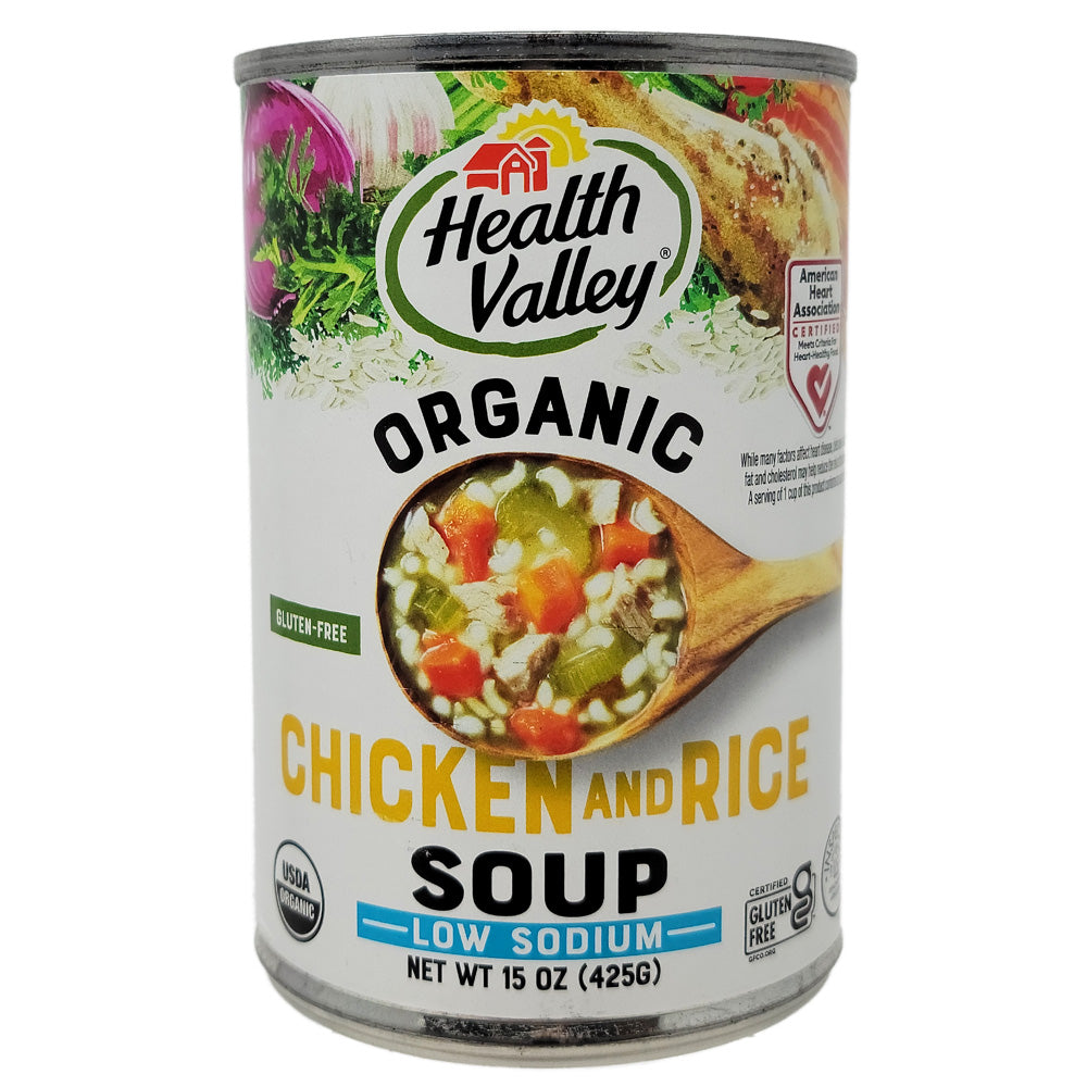 Health Valley Organic Chicken and Rice Soup Low Sodium – 15oz.
