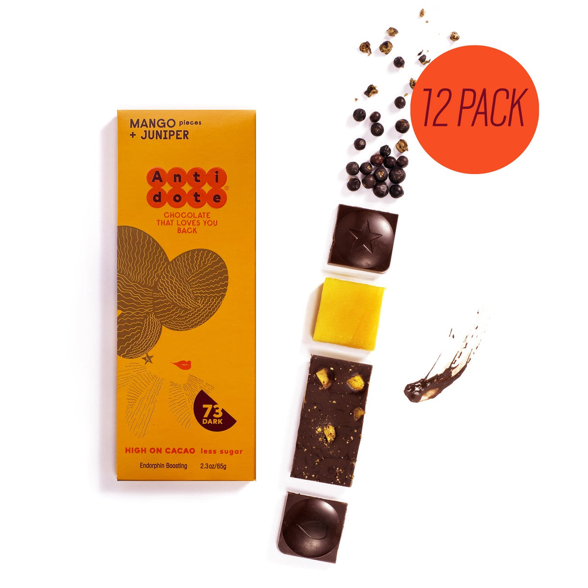 Antidote Chocolate HYBRIS: MANGO + JUNIPER – 12 Bars