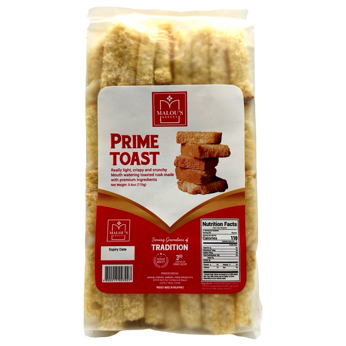 Malou’s – Prime Toast – 170 G