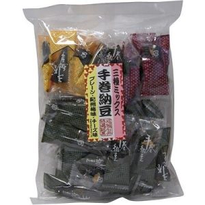 Seijo Ishii, Temaki Dried Natto Snack, Rolled with Sea Weed, Nori, Basic, Ume and Cheese Flavor Mixed, 170g