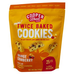 Cooper Street Snacks Twice Baked Orange Cranberry Cookies – 5oz.