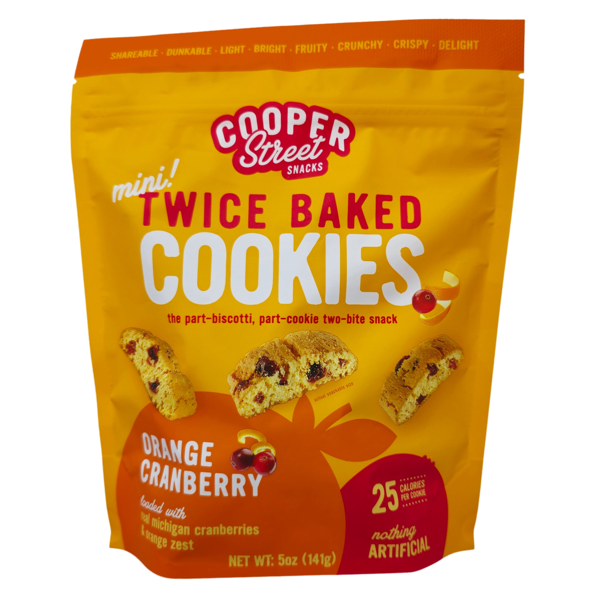 Cooper Street Snacks Twice Baked Orange Cranberry Cookies – 5oz.