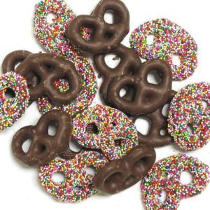 Asher’s Milk Chocolate Pretzels with Rainbow Nonpariels