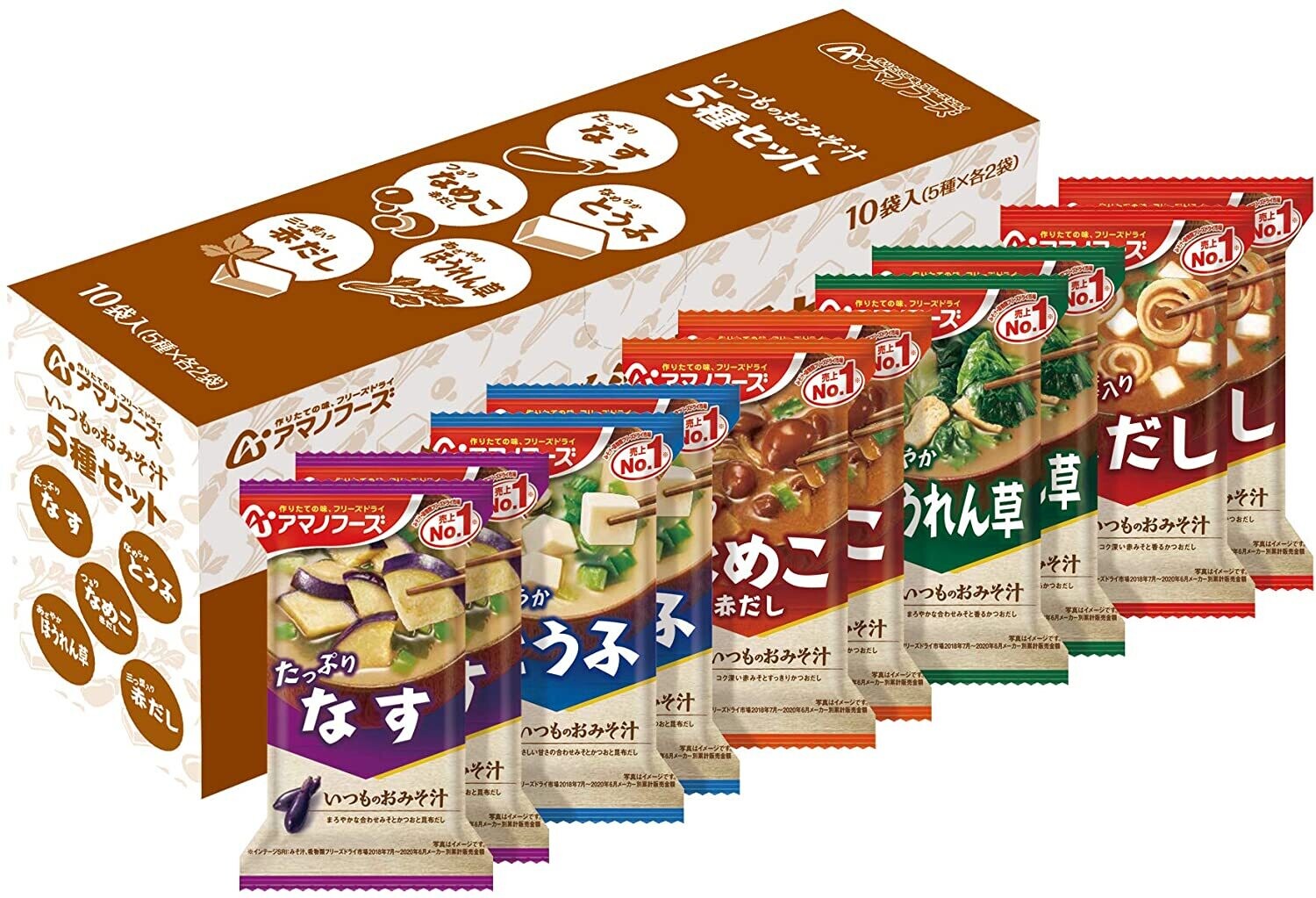 Amano Foods “Itsumo no Omisoshiru”, Freeze-dried Miso Soup, 5 kinds, 10 cups
