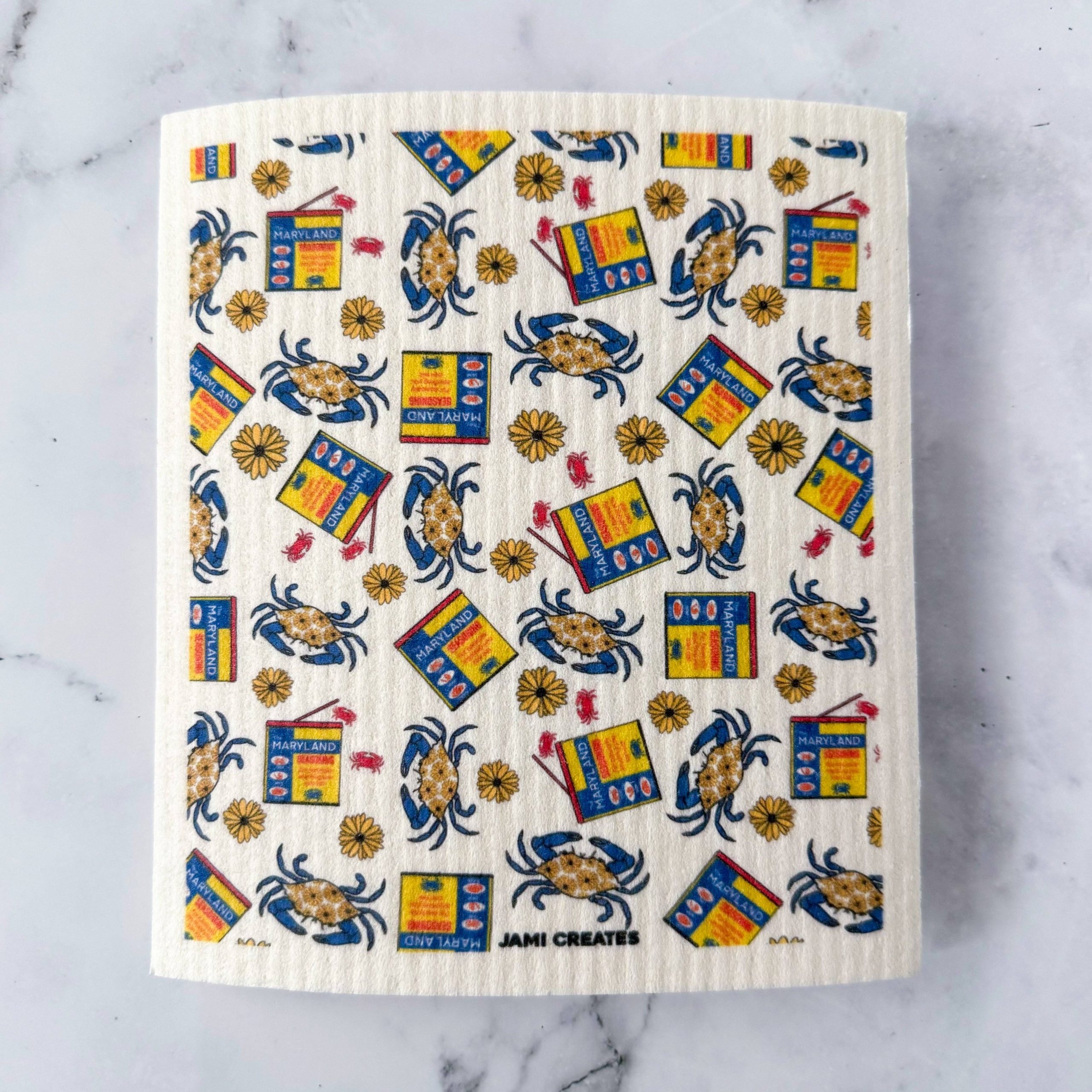 Jami Creates – Maryland Seasoning Patterned Swedish Dish Cloth