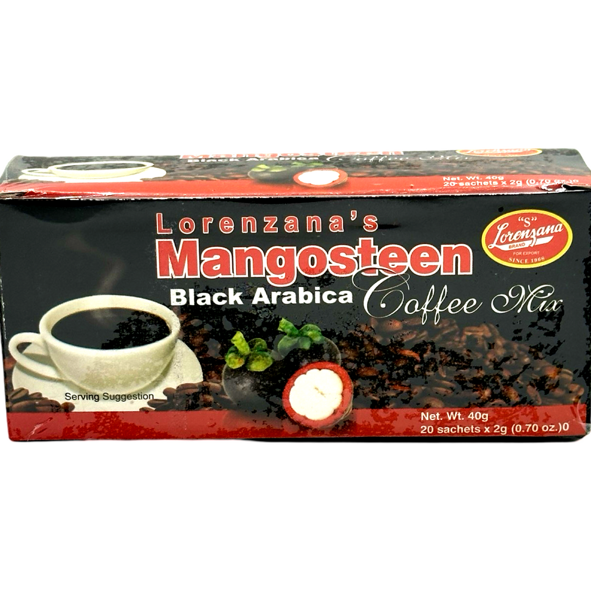 Lorenzana – Mangosteen – Black Arabic Coffee Mix – 20 Sachets x 2 G (40 G)