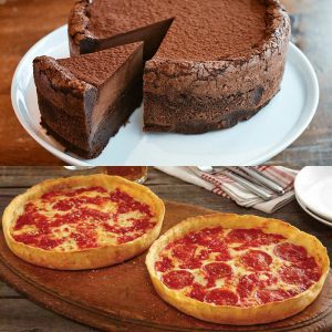 Beatrix Tall, Dark & Handsome Chocolate Cake & 2 Lou’s Pizzas